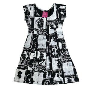 Y2K vintage Political philosopher screenprint dress Peach Berserk DIY punk.